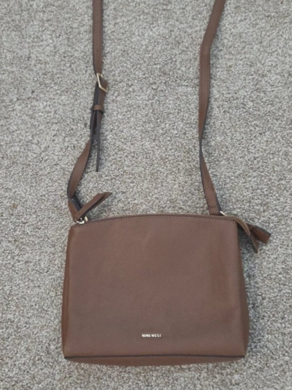 Nine West Brown Faux Leather Crossbody Bag